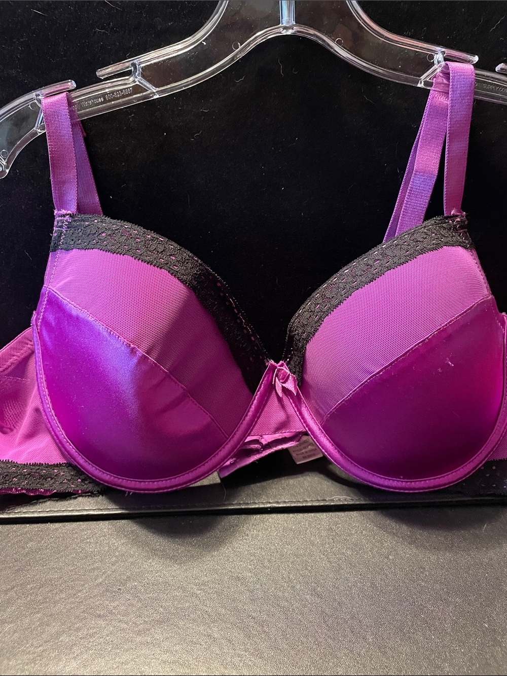 Purple Lace-Trim Push-Up Bra